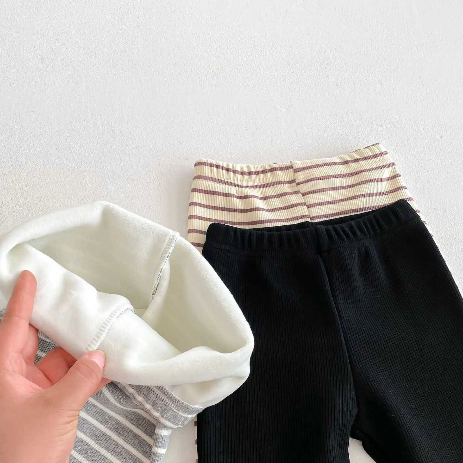 Infant Girl Striped Warm Pants Children Casual Pants Boys Elastic Pants Kids Clothes 2025 Winter New Baby Fleece Leggings CottonT251024