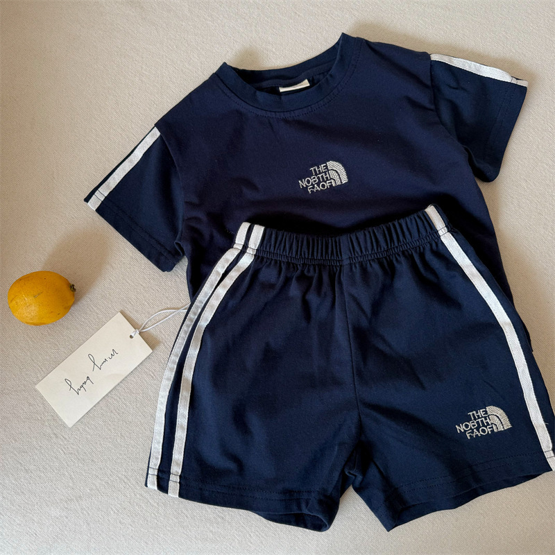 kids clothing designers Boys Short Sleeve Set 2-Piece 2025, American Style Sporty Shorts Outfit, Lightweight Summer Clothes for Kids Free Shipping