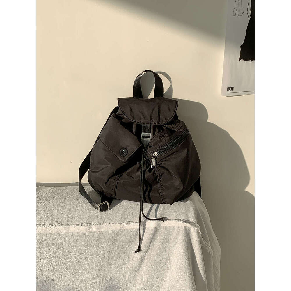 Spring And Autumn New Drawstring Small Backpack Women, Trendy Ins Style, Korean Version, College Student Backpack, Versatile Nylon Bag For Classes B5