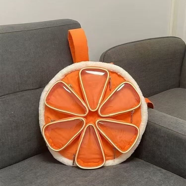 New designer original multi-layer partition orange pain relief bag cotton backpack creative girls' backpack cute and playful
