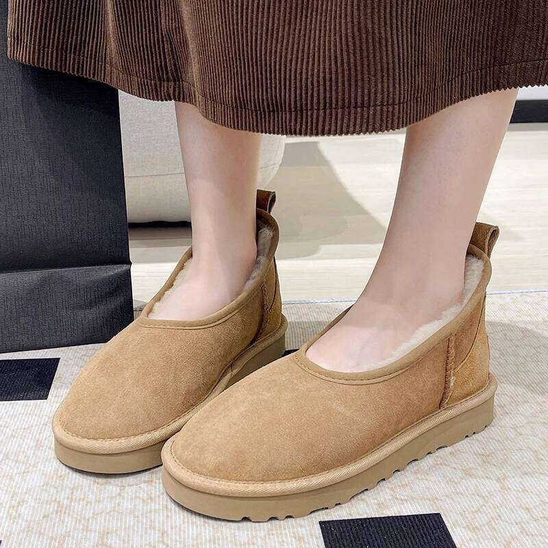 2025 Women Winter Ultra Mini Boot Designer Australian Platform For Leather Warm Ankle Fur Booties Boots Round Toe