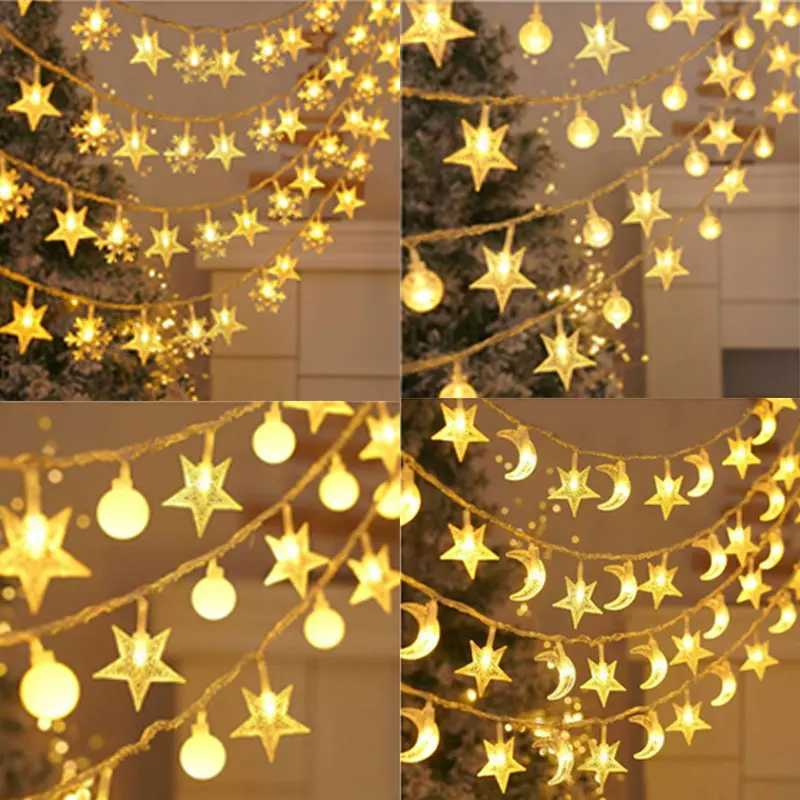 3M Christmas Lights Snowflake Strings Lights Fairy Lights Star Ball LED Lamp for Home Christmas Tree Garden Decorations Supplies C251024