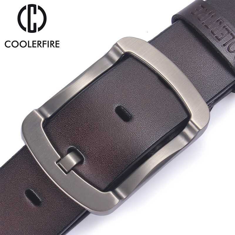 Coolerfire Fashion Cowhide Genuine Leather Belt Men Black Jeans Strap Male Vintage Casual Men Belts HQ024 W251024