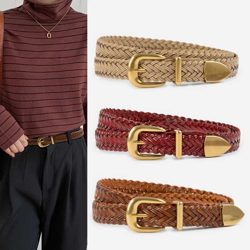 Woven womens waist belt suitable for jeans and casual pants decorative womens belt versatile womens leather belt W251024