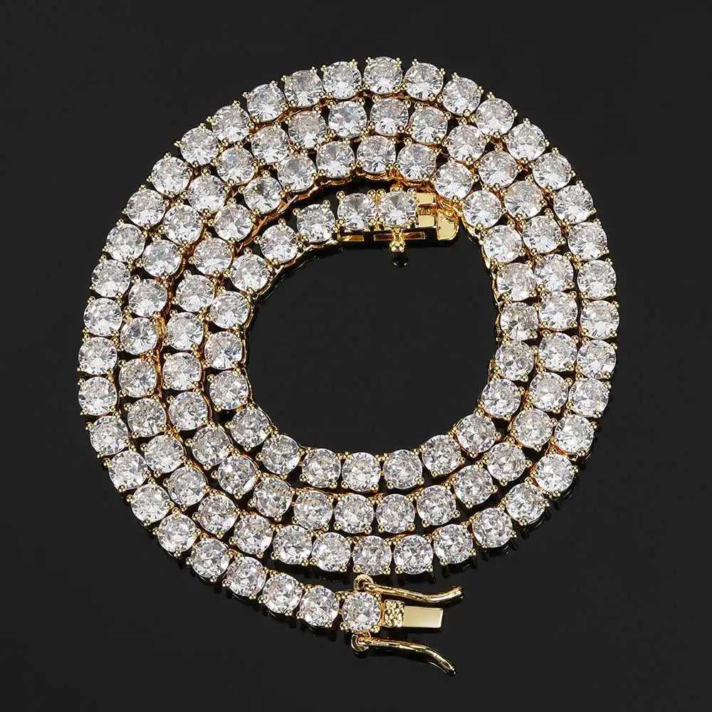 Hip Hop Jewelry 1 Row d Out Tennis Chain Bling CZ Men Diamond Cubic Zirconia Choker Necklace Women Drop ShippingXJ251024