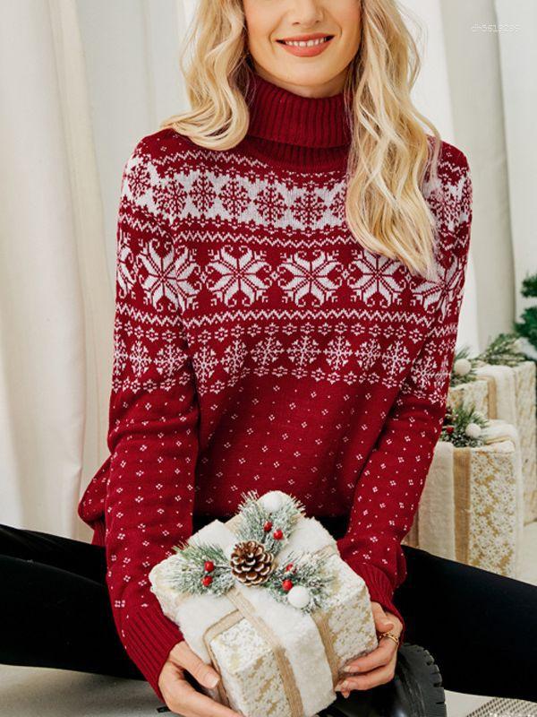 Designer Women's Sweater Christmas Print Women Christmas Sweater Winter Casual Loose Full Sleeve Knitwear Oversized Jumper Warm Softs Xmas Look C