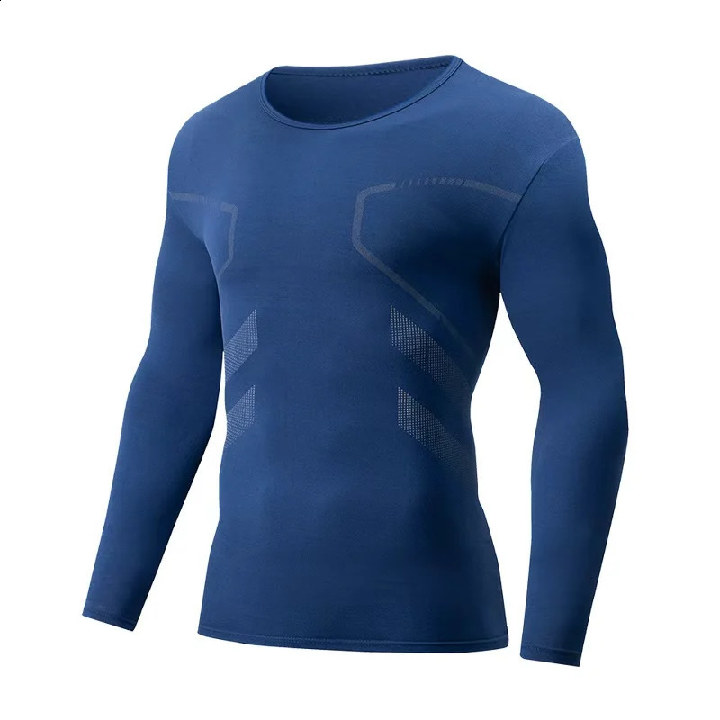 3piece Set Of AutumnWinter Mens Printed Thermal Underwear Sports And Fitness Round Neck Long Sleeved Tshirt Top Base Shirt 251018