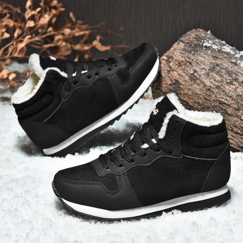 Men Work Boots Snow Boots Warm Plush Couple Boots Korean Casual Durable Non Slip Comfortable Mid Top Mountaineering Shoes Men251020