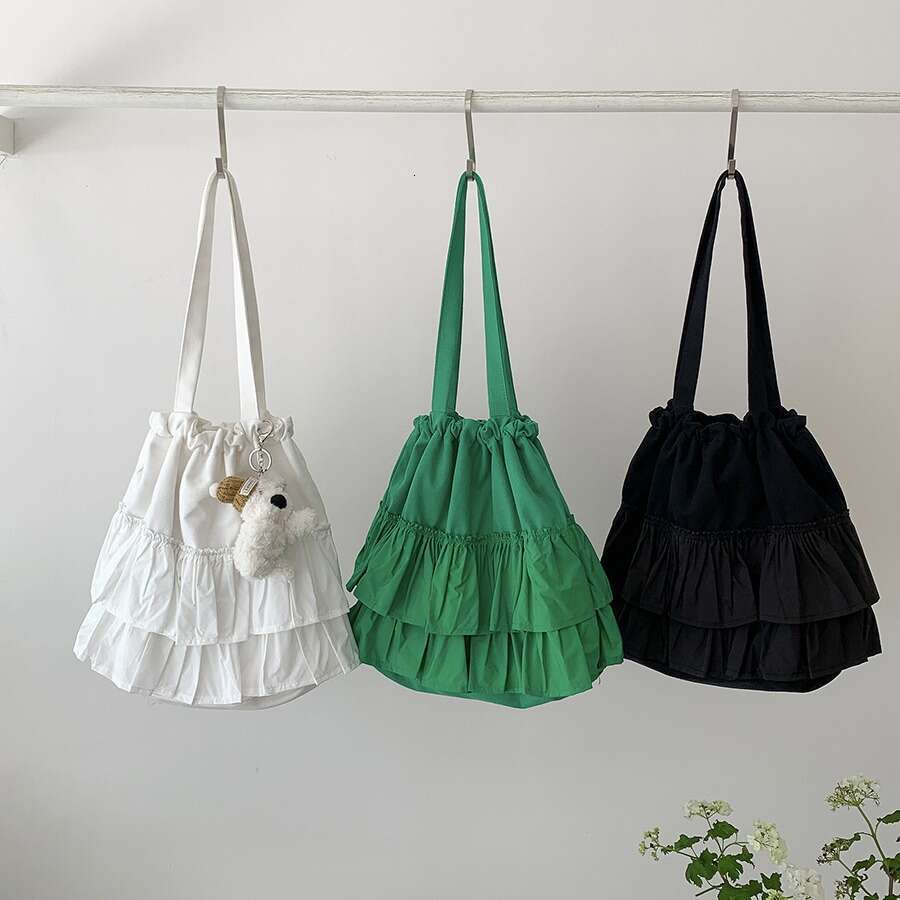 New Ruched Ruffle Commuter Style Tote High-End Large Capacity Women's Drawstring Niche Design Shoulder Bag For Women B5