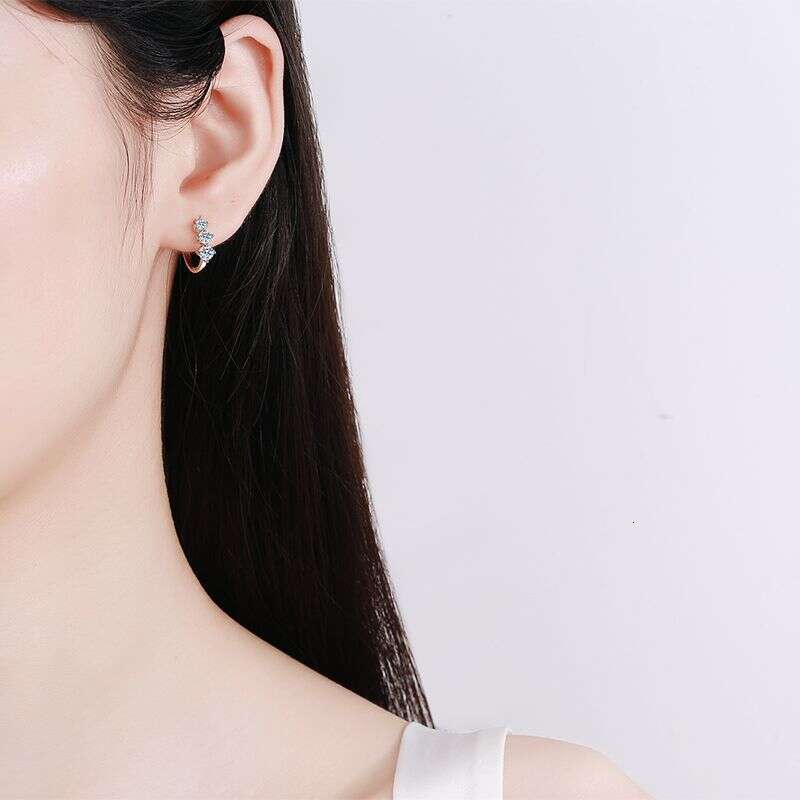 DHCollections-- Xindeyi Pure Sier Earrings for Women, High-end Niche Jewelry, Elegant and Simple Moissanite Ear Cuffs