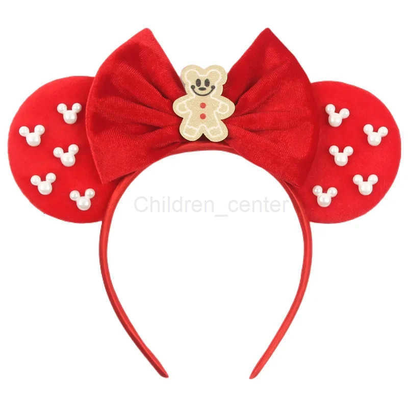 Disney Mickey Mouse Christmas Ear Headband - Elk Hairbands with Pearl Minnie Bow for Children & Adults