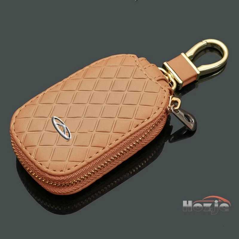 Car Leather Zipper Key Case for Chery Tiggo 2 3 4 7 8 9 Pro Max 3X 5X Omoda 5 A13 T11 Folding Keyless Remote Storage Bag Z251023