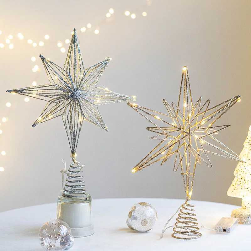 Christmas Tree Toppers Star With LED String Lights Ornaments For Christmas Home Party Decoration Festival Party New Year C251024