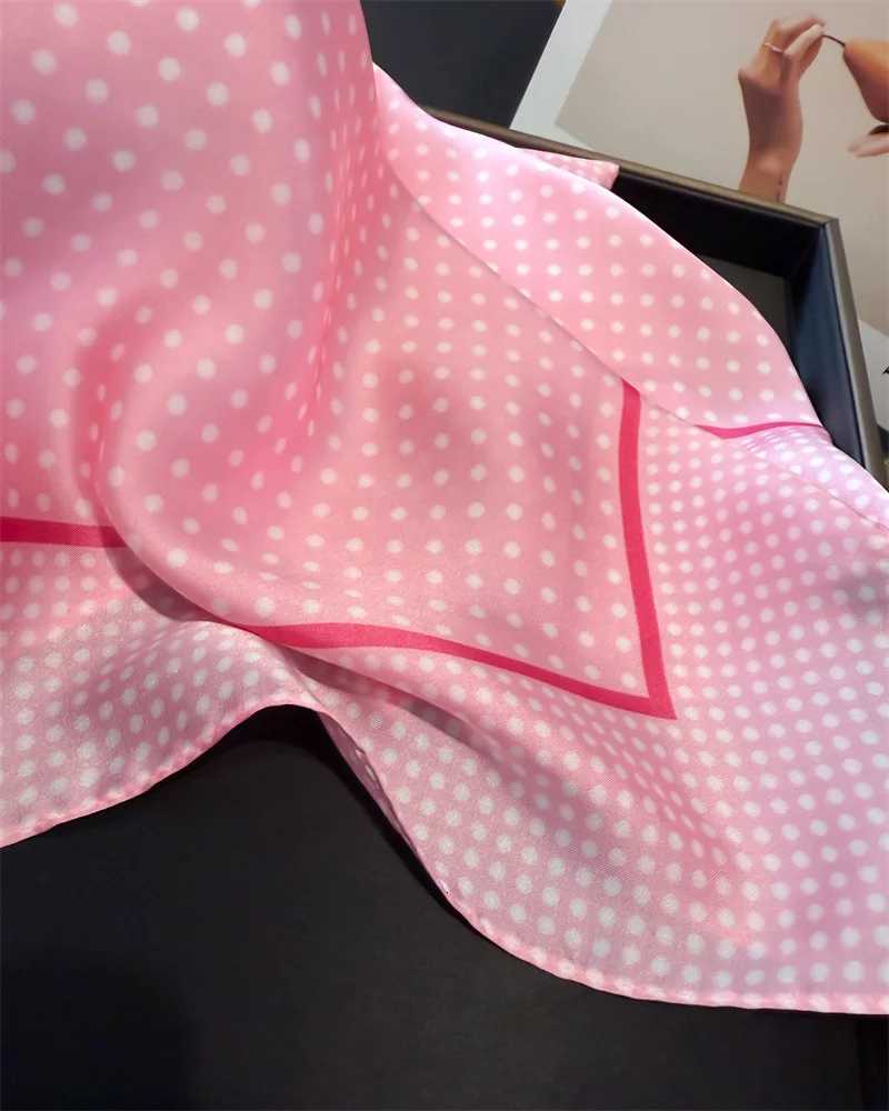 Luxury Brand 2025 Dot Print Square Silk Scarf for Wen Hijab Hair Bands 70cm Neckerchief Fem Satin Shl Ribbon band Y251024