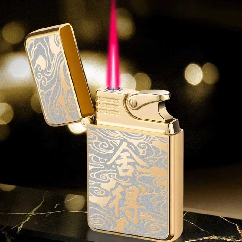 Creative Dragon Pattern Torch Lighter Red Jet Flame Butane Lighters Smoking Accessories Windproof Gas Lighters No Box D251024