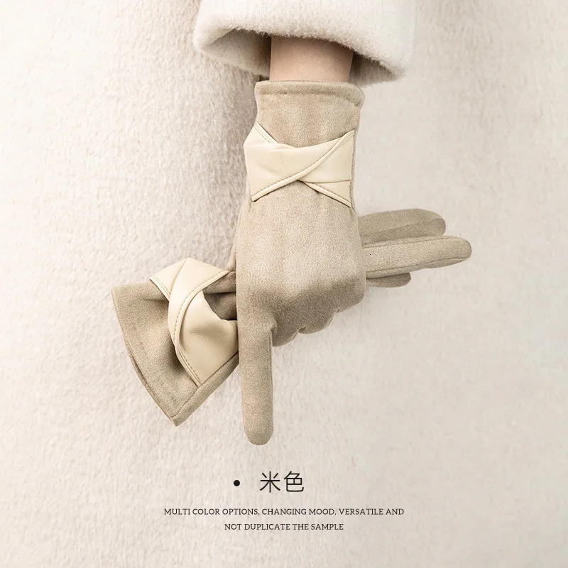 Korean version of warm gloves for womens winter fashion simple temperament and velvet anti cold touch screen riding windproof 251023