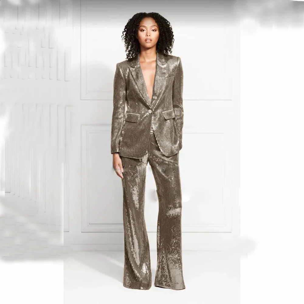Womens Suit 2piece Woman Elegant Chic Sequined Ven in Matching Groups Of Pant Blazer Suit Lady Sets Prom Clothes 251023