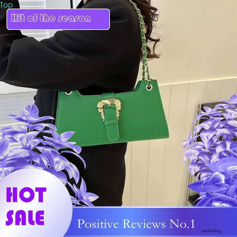 Women S Chic Underarm Bags New Fashion Crocodile Pattern Chain Shoulder Handbags Clutch Blue Green Armpit Ddmysheep
