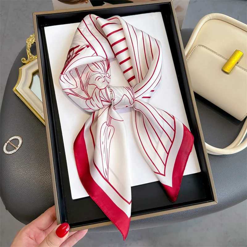 2025 New Fashion Wen Silk Scarf 70cm Square Scarves ral Print Bandana Neckerchief Hijab La Luxury Y251024