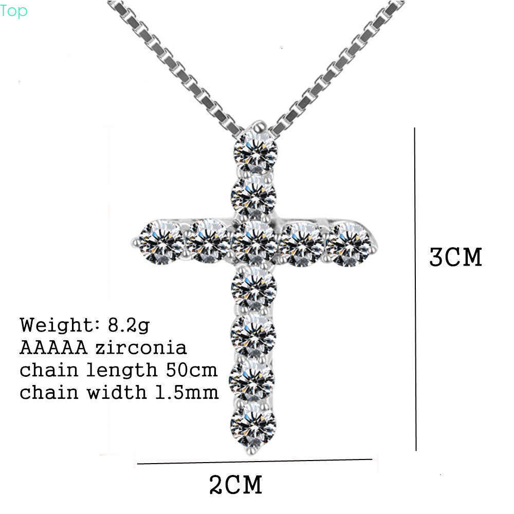 16-24inches Sterling Sier Necklace Box chain Shiny crystal classic cross Pendant For Women men Fashion Jewelry Gifts