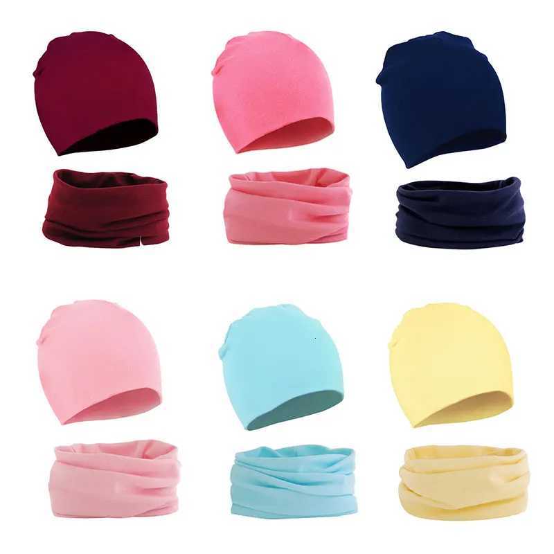 2Pcs Baby Beanie Hat Scarf Set Cotton Kids Cap for Girls Boys Elastic Candy Color Toddler Hat Kids Accessories Infant BonnetL251024