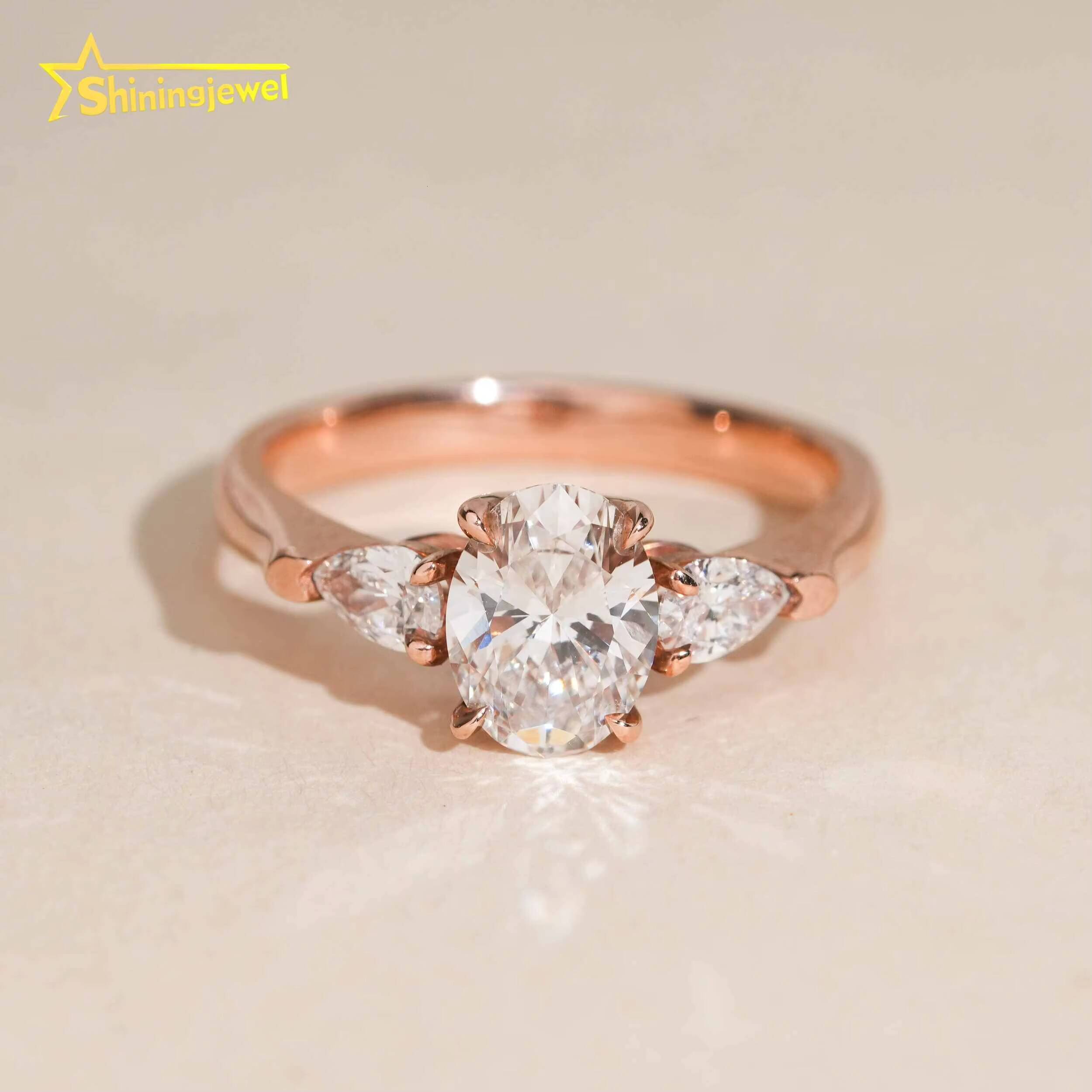 IGI Certificate Women Jewelry Diamond Engagement Ring Iced Out 10K Solid Gold Jewelry Oval Cut Lab Grown Diamond Wedding Rings