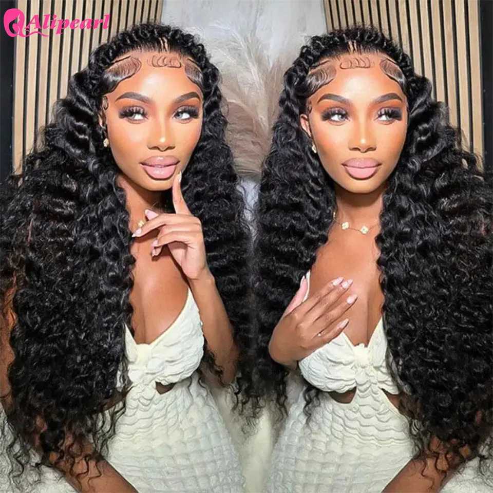 Alipearl Hair Pre Braided Stylist Wig Deep Wave 13x4 Lace Frontal Wig Pre Styled Pre Plucked W251023