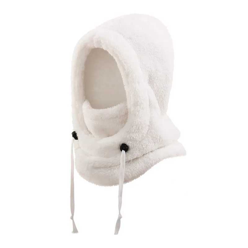 Kids Winter Sports Balaclava 3in1 Fleece Face Mask Hat Neck INS solid color Warmer Windproof furry hats for Skiing CyclingL251024