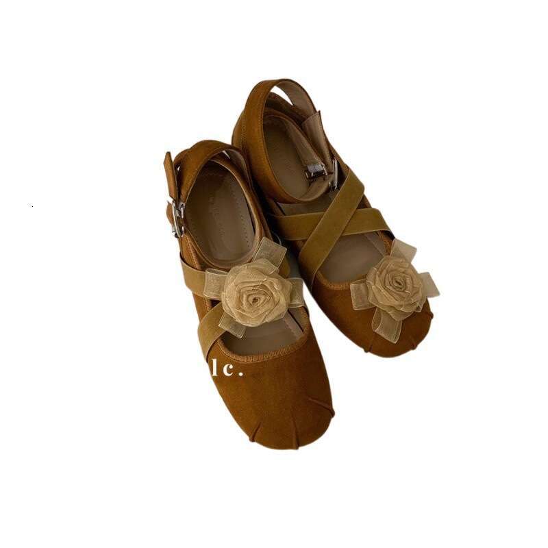 Floral Round Designer Shoe Toe Ballet 2025 Autumn Cross Strap Single Women Shallow Mouth Evening Breeze Gentle Flat Shoes