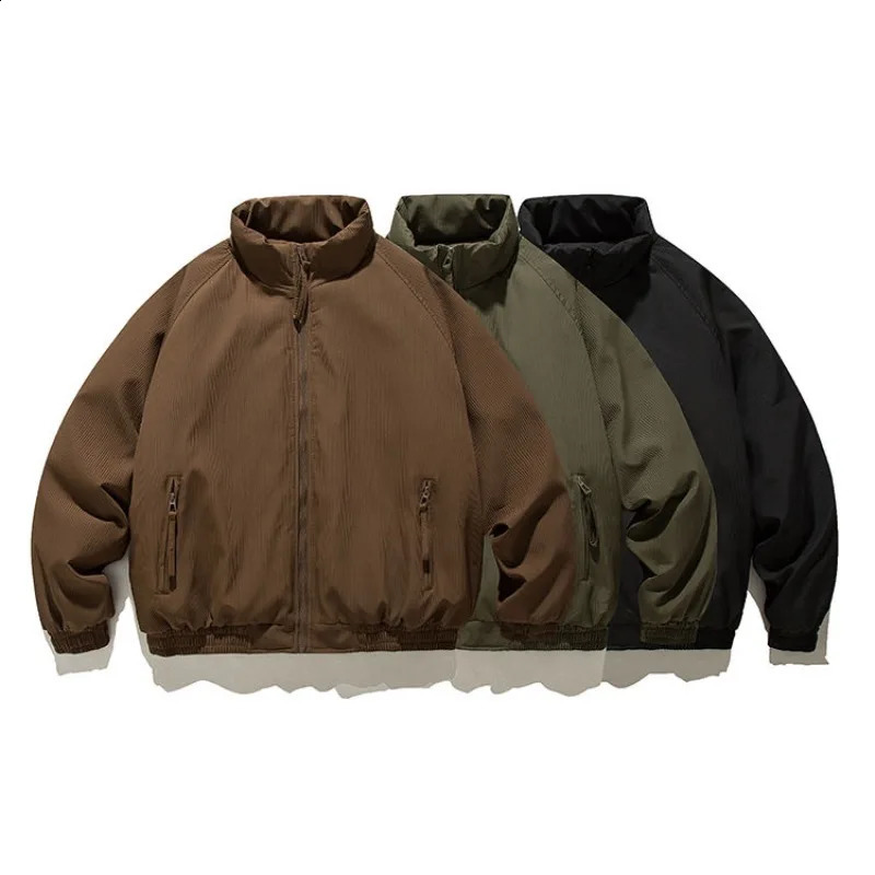 Gmiixder Japan Stand Collar Padded Coat Men American Retro Winter Loose Thickened Coat Trendy Workwear Streetwear Parkas 251020