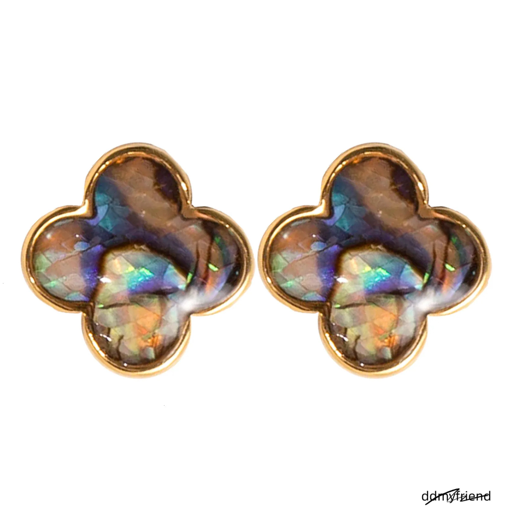 Abalone Shell Clover For Women - Natural Style Fashionable Sier Needle Dangle Earrings Ddmyfriend