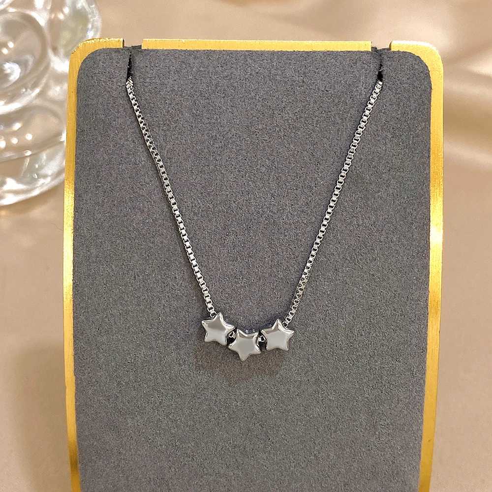 Cute Triple Color Star Beads Necklace for Women Girls Fashion Gold Plated Stainl Steel Charm Necklaces Waterproof JewelryXJ251024