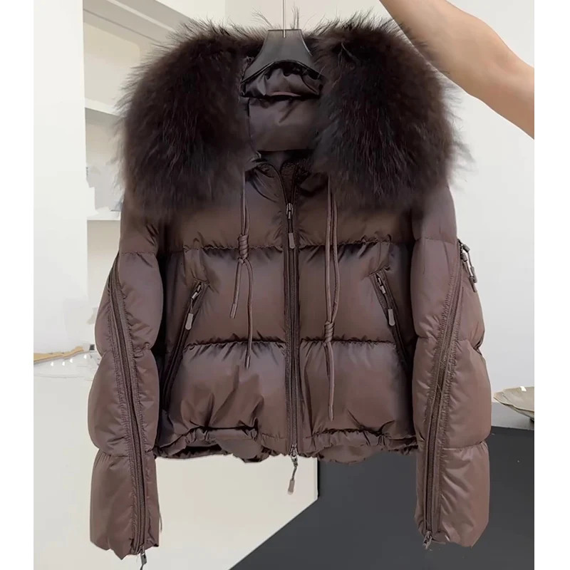 2025 Fashion Winter Women Goose Down Jacket Natural Raccoon Fur Collar Coats Parka Puffer Jackets Outwear Coats 251024