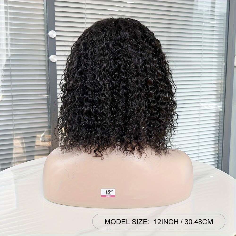 Wig Human Hair Glueless 13x4 Front Pre Plucked for Women 150% Density Mongolian HD Kinky Curly Bob Lace Frontal Wigs Wet and Wave