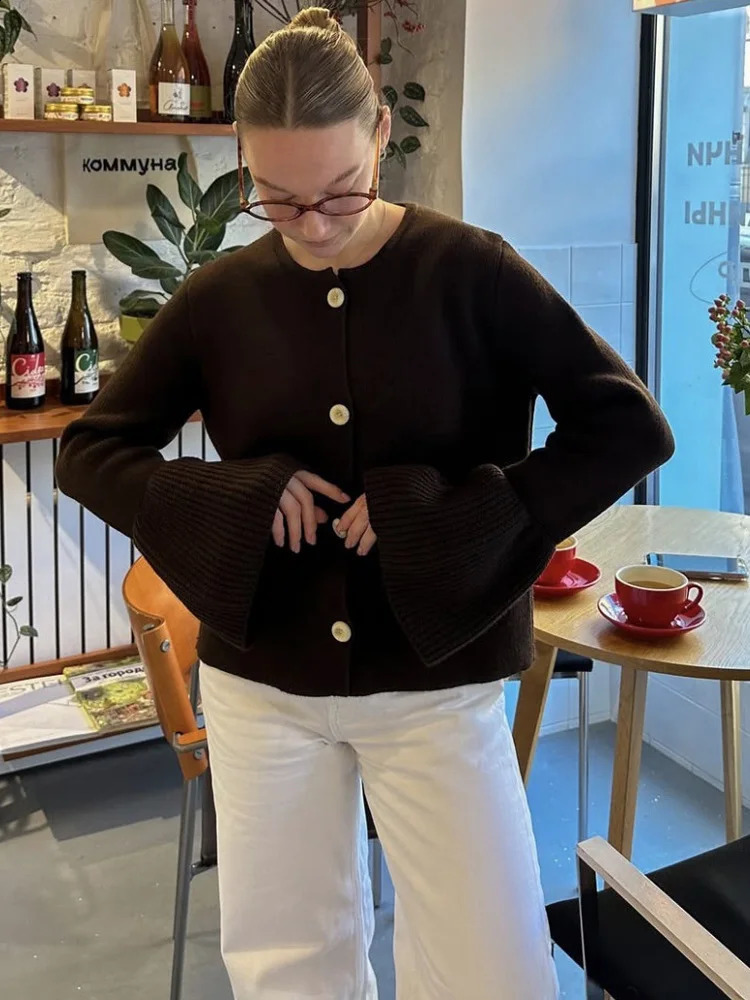 Tossy Female Knit Sweater Cardigan Coat Ribbed Patchwork Loose Long Sleeve Solid Autumn Sweater Womens Knitwear Cardigan 251023