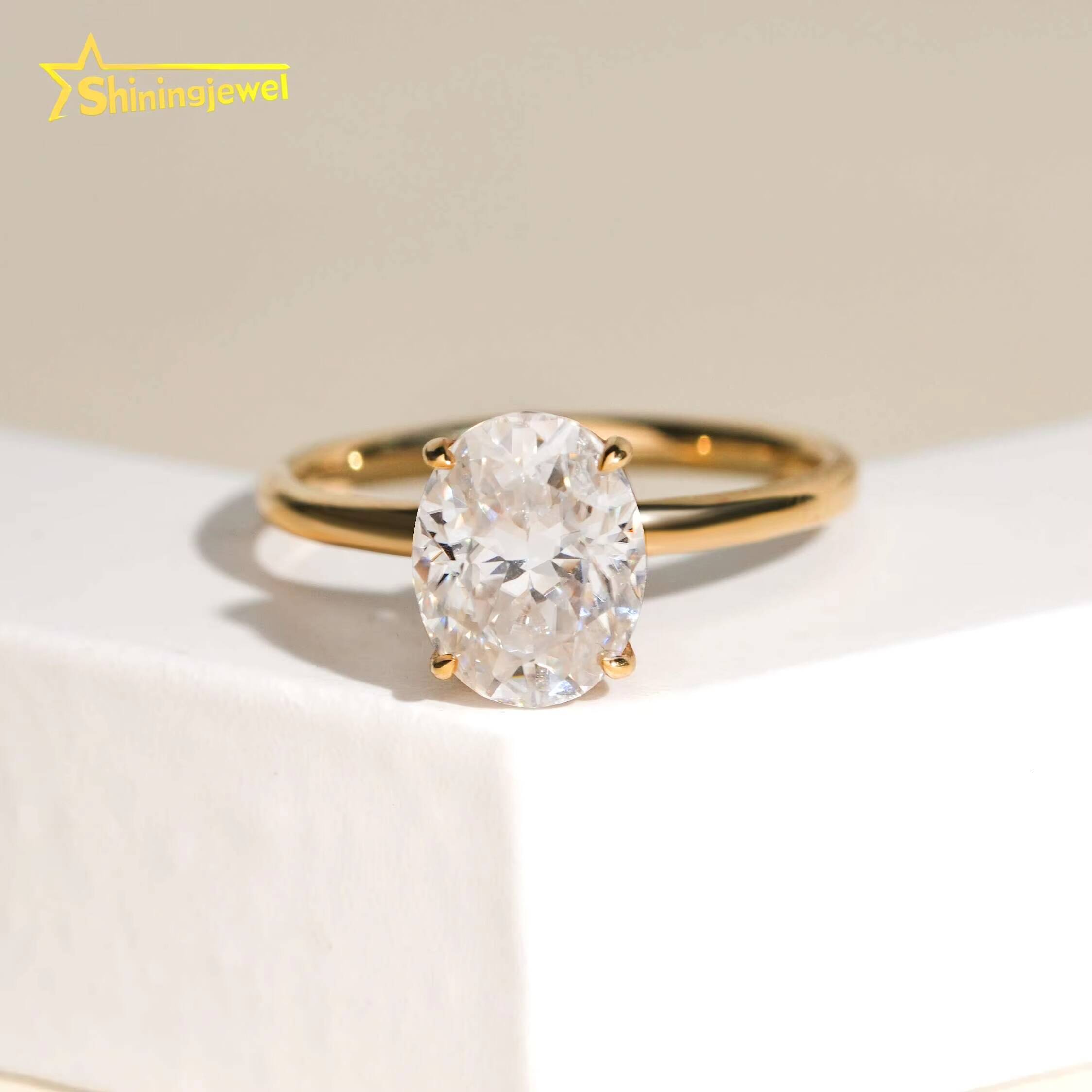 14k Solid Gold Solitaire Engagement Wedding Pass Diamond Test Moissanite Lab Diamonds Wedding Ring for Women