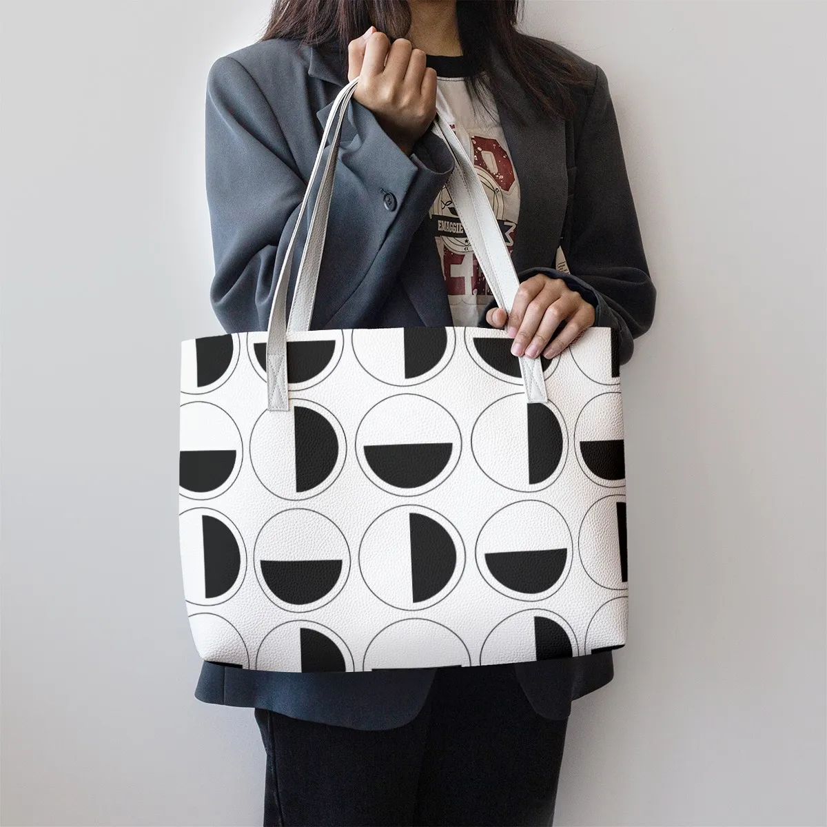 DHgatepod Fashion PU Leather Tote Bag - Waterproof Large Capacity Laptop Bag for Women, 29x41x18cm