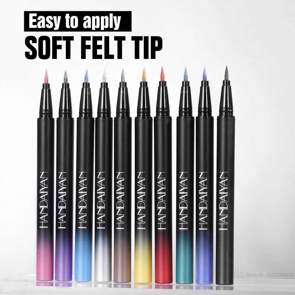 Metallic Gold Purple Liquid Eyeliner Pen Set High Gloss Highlighting Waterproof Quick Dry UltraFine Pearlescent Black Eye LineL251024