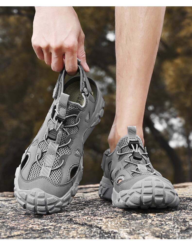 Paul Camel Men's Closed-Toe Clogs Summer Breathable Genuine Leather Sandals Anti-Slip for Outdoor Hiking Casual Sports & Beach Use