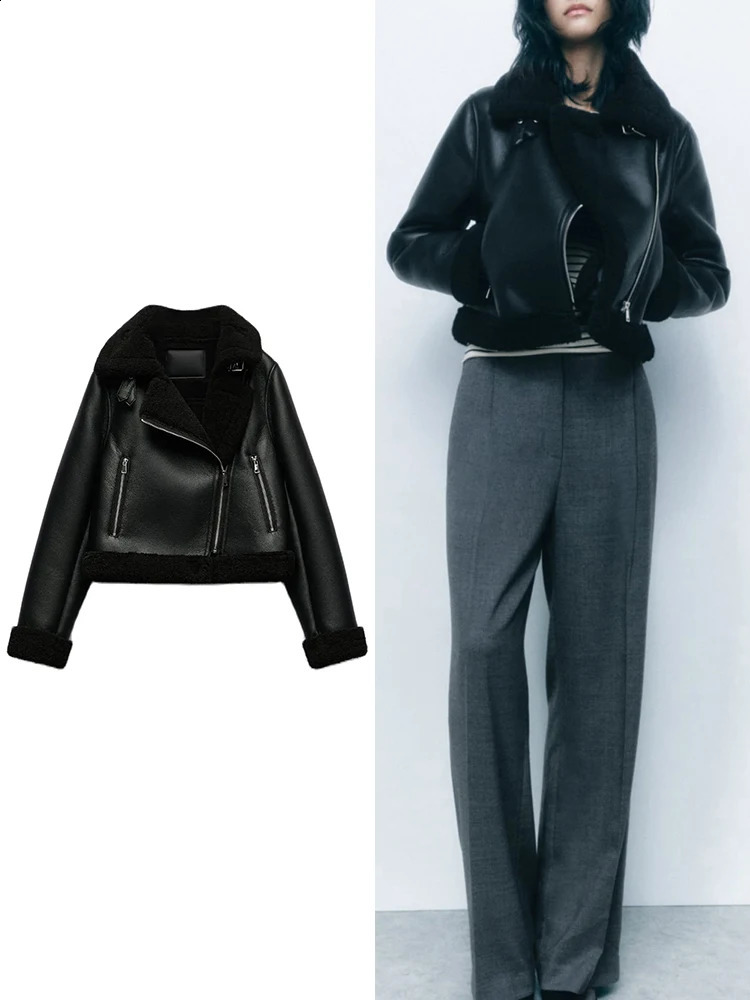 Womens Winter Fashion Casual Jacket Thickened Warm Loose Fur One Coat Long Sleeve Zip Retro Short 251018