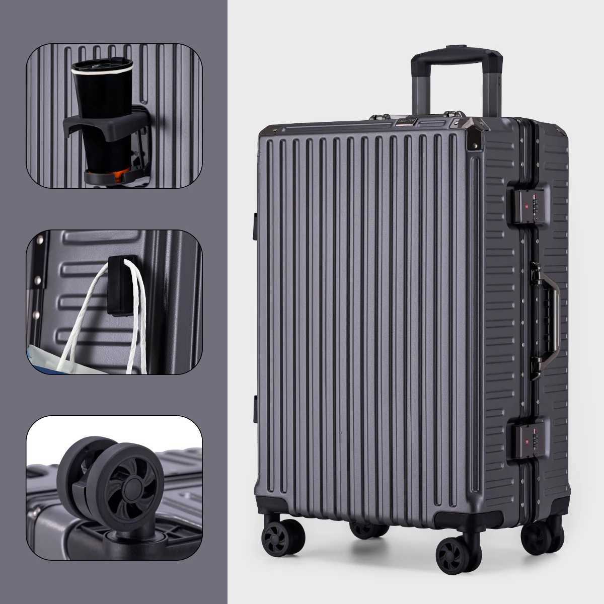Strong and Durable Multifunctional Trolley Suitcase New LargeCapacity Suitcase Universal Wheel Student Password BoxW251024