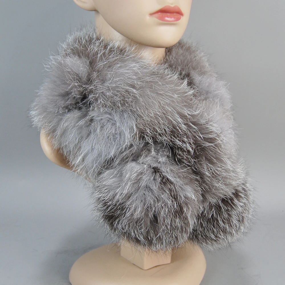 Female Real Fox Fur Scarf Winter Warm Genuine Knitted Fox Fur Scarves Ladies Black Arrival Fashionable Soft Scarfs 251020