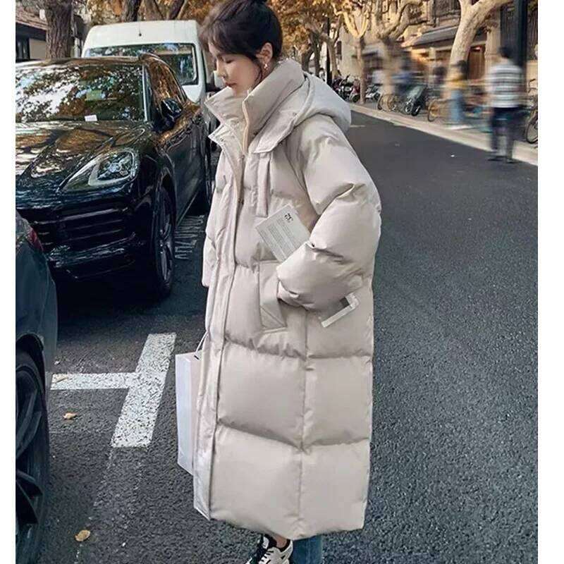 Long Thickened Bread Women's Winter Outerwear Knee-Length Hong Kong Style Cotton Jacket Female Fashionable Coat Womens Coat