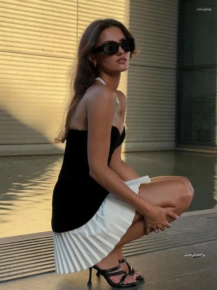Casual Dresses Sexy Strapless Veet Solid Mini Dress Elegant Off Shoulder Backless Bodycon Vestidos 2024 Women Evening Party Gown Ddmylovely
