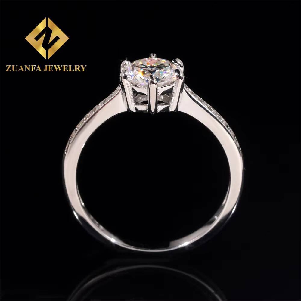 Fashion Jewelry Round Shaped Eternity Moissanite Engagement Ring Trendy 6 Claws GRA Certificate Moissanite Wedding Ring