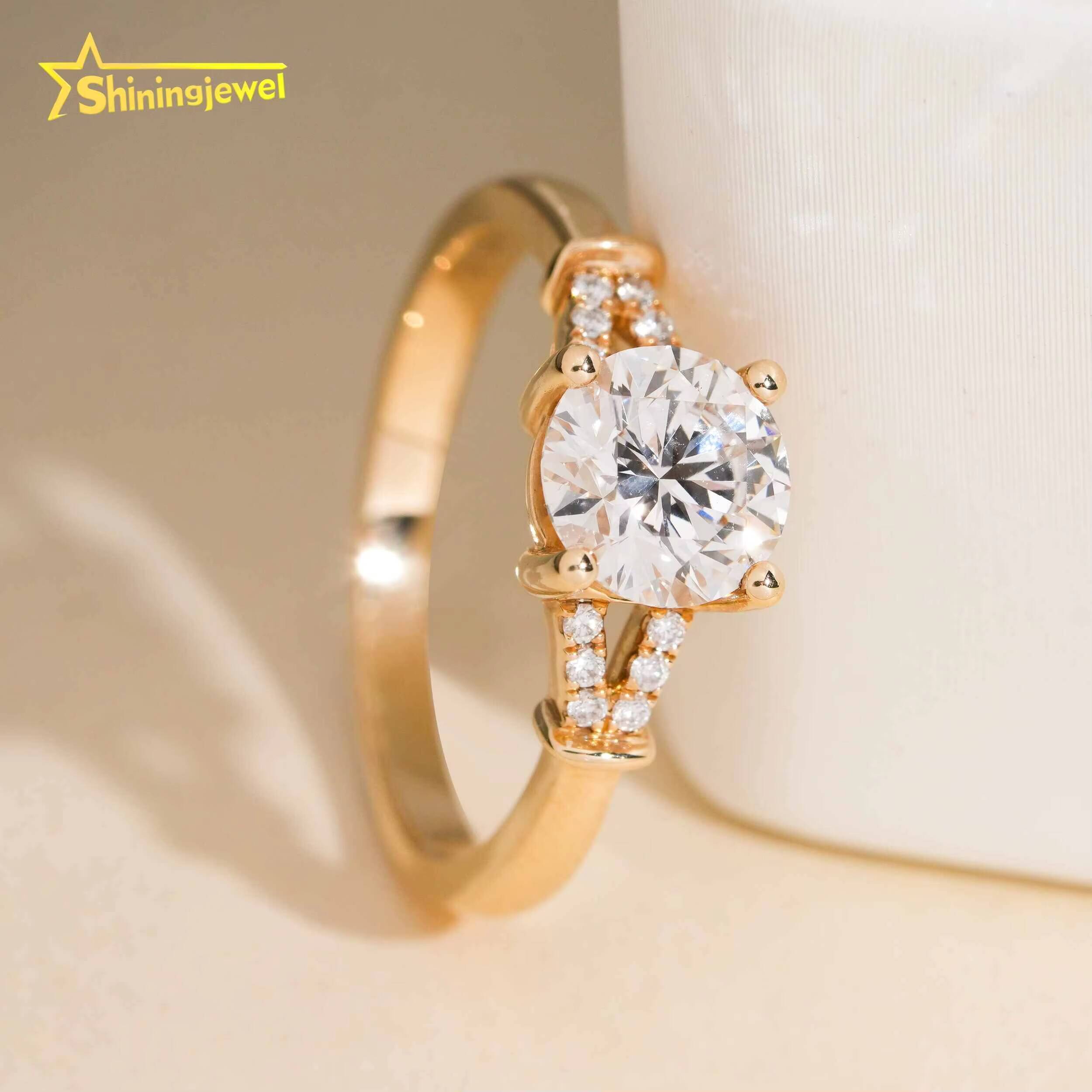 Elegant Women Jewelry Diamond Engagement Ring Iced Out Jewelry Lab Grown Diamond 14k Real Gold Wedding Rings IGI Certificate