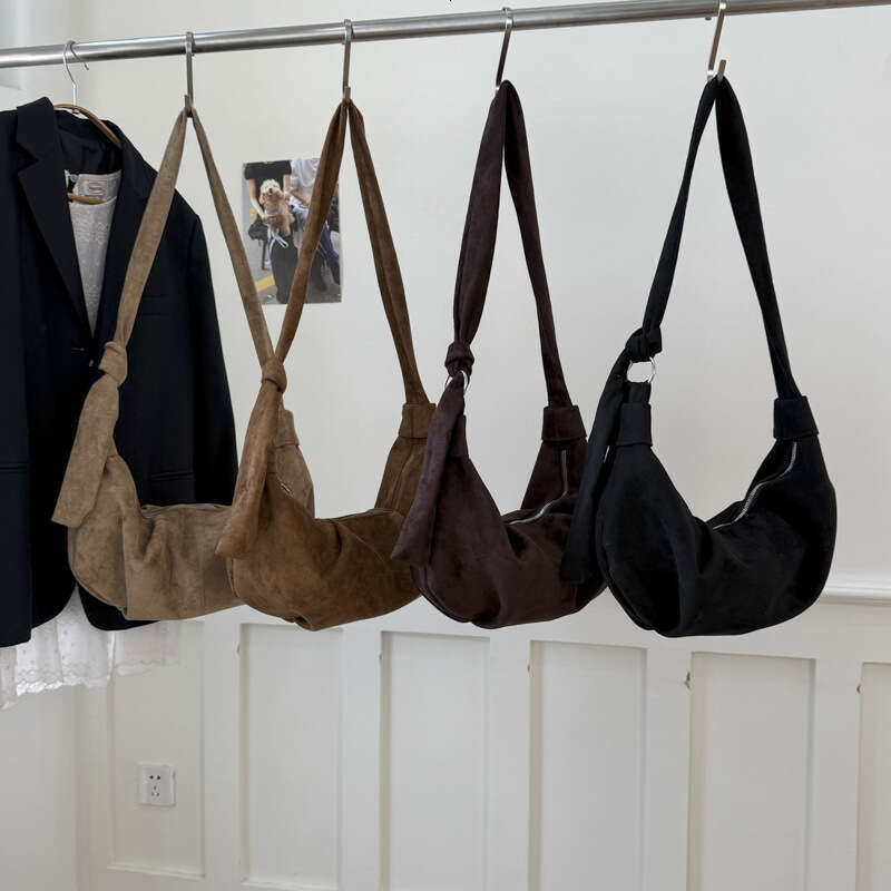 Korean Version Ins Suede Dumpling Niche Design Stitching Trendy Simple High-End Large Capacity Shoulder Crossbody Bag