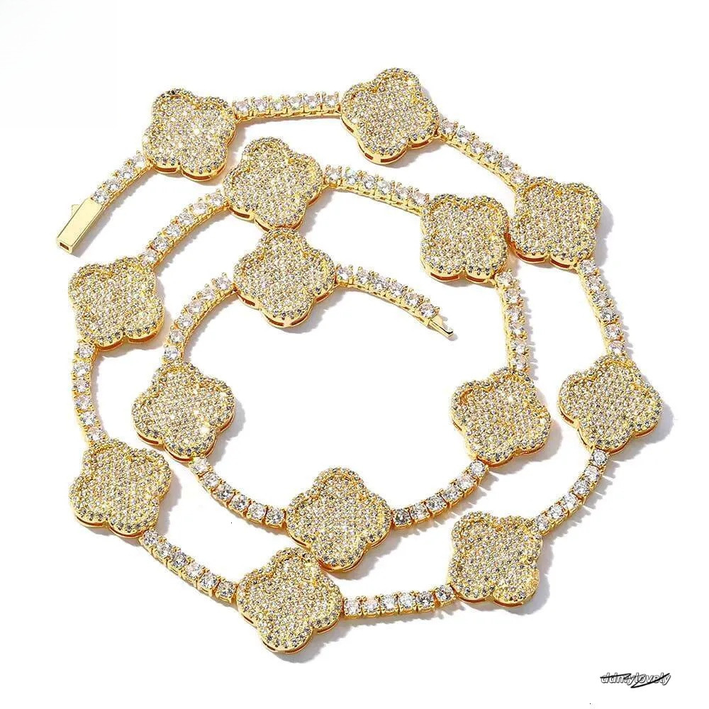 Iced Out Tennis Chain Micro Pave Cubic Moissanite Necklace: Wholesale Bling Dia Hip Hop Jewelry For Women Party Gift Ddmylovely