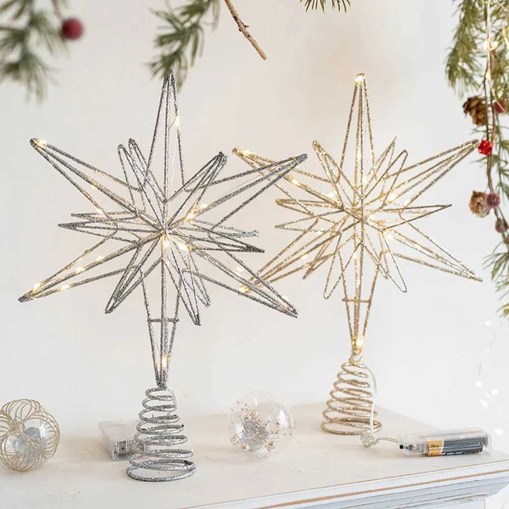 Christmas Tree Toppers Star With LED String Lights Ornaments For Christmas Home Party Decoration Festival Party New Year C251024