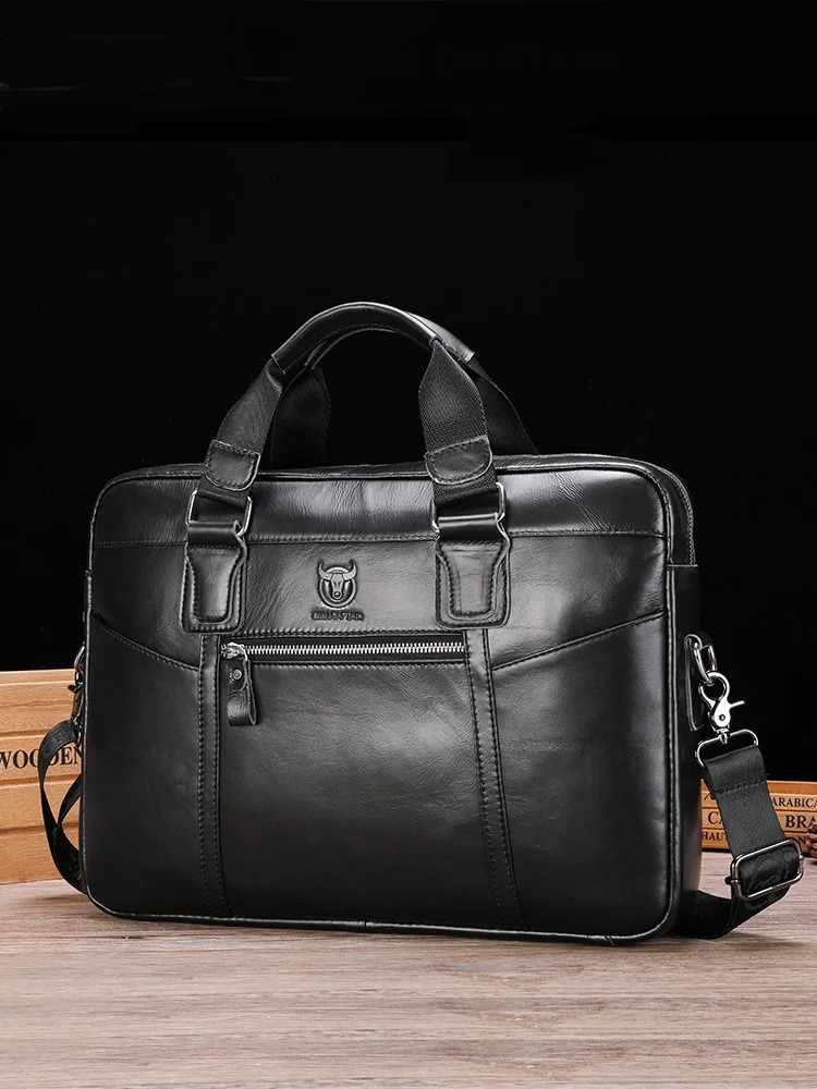 Genuine Leather largecapacity laptop Bag fashion men handbag official document bag cowhide business shoulder crossbody 251018